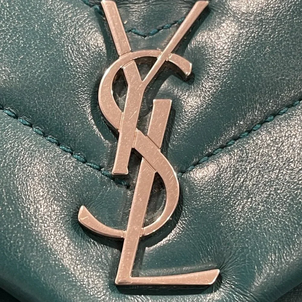 Saint Laurent Loulou Toy Puffer Crossbody Bag Teal with Silver Hardware (JB1393)